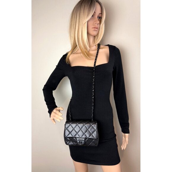 Chanel Caviar Quilted Incocognito Mini Square Black Flap Bag - Picture 15 of 16